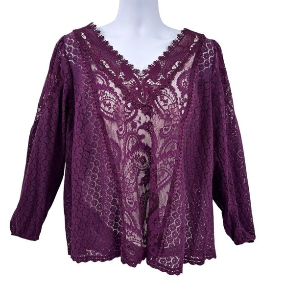 Torrid Lace Long Sleeve Blouse Top Sz. 1X - Picture 3 of 9